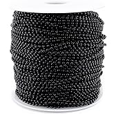 CleverDelights 2.4mm (3/32") Ball Chain - Dark Black Color - 100 Feet