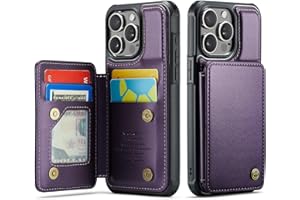 Vinich for iPhone 15 Pro Max Wallet Case with Card Holder, RFID Blocking Credit Slots Kickstand Shockproof Phone Cover for Women Men, Purple