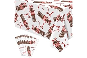 Heyfary She's Ready to Pop Baby Shower Decoraitons Retro Soda Disposable Plastic Tablecloth Red Coquette Soda Gender Reveal B