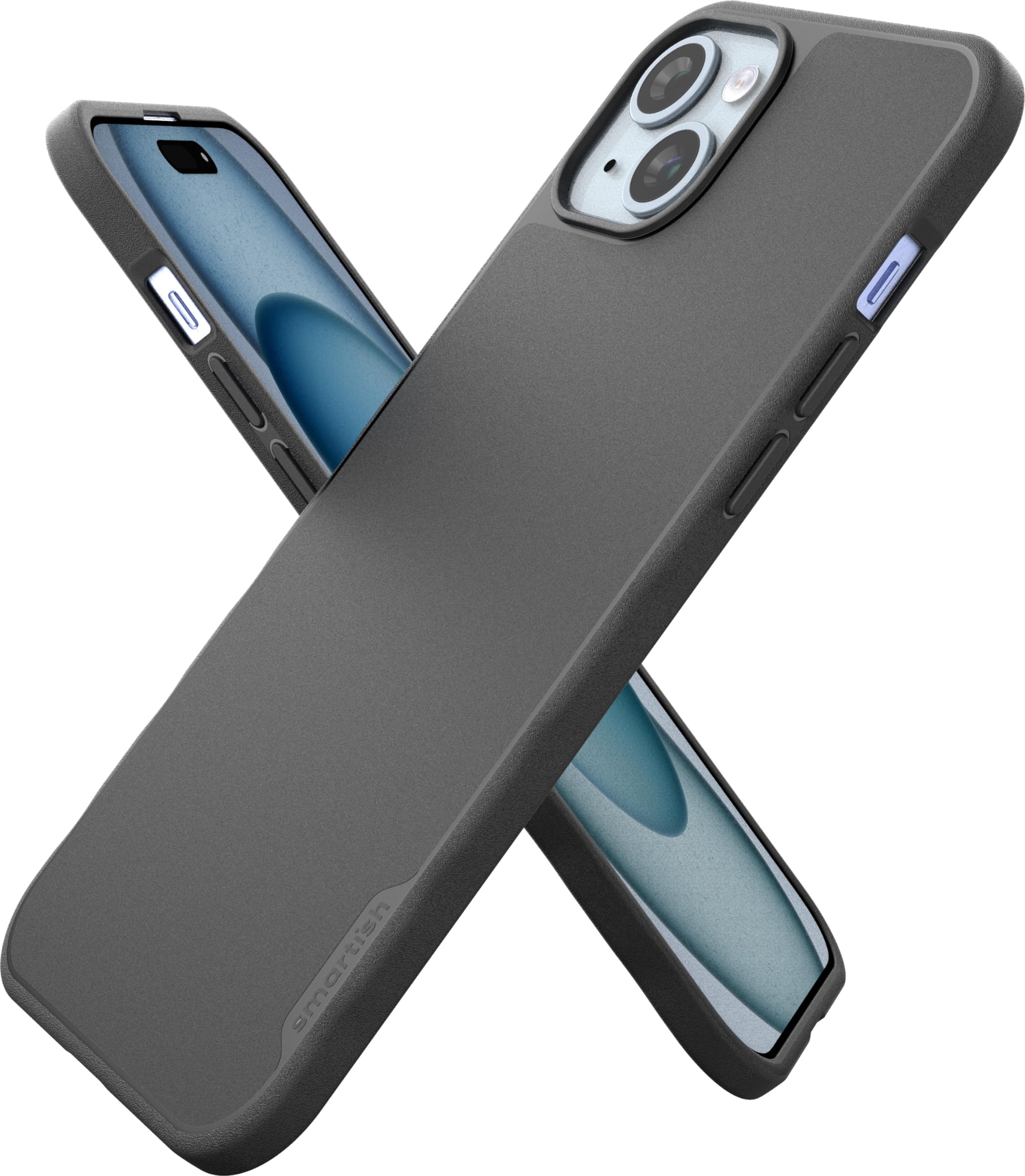 Smartish iPhone 15 Plus Slim Case - Gripmunk Compatible with MagSafe [Lightweight + Protective] Thin Grip Magnetic Cover with Microfiber Lining - Black Tie Affair