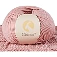 Gisimo 100% Merino Wool Yarn, 6-Ply Luxurious and Soft Yarn for Hand Knitting & Crocheting, 1.76 OZ/50g, 127 yds/116 Meters (Light Pink, 1 Ball)