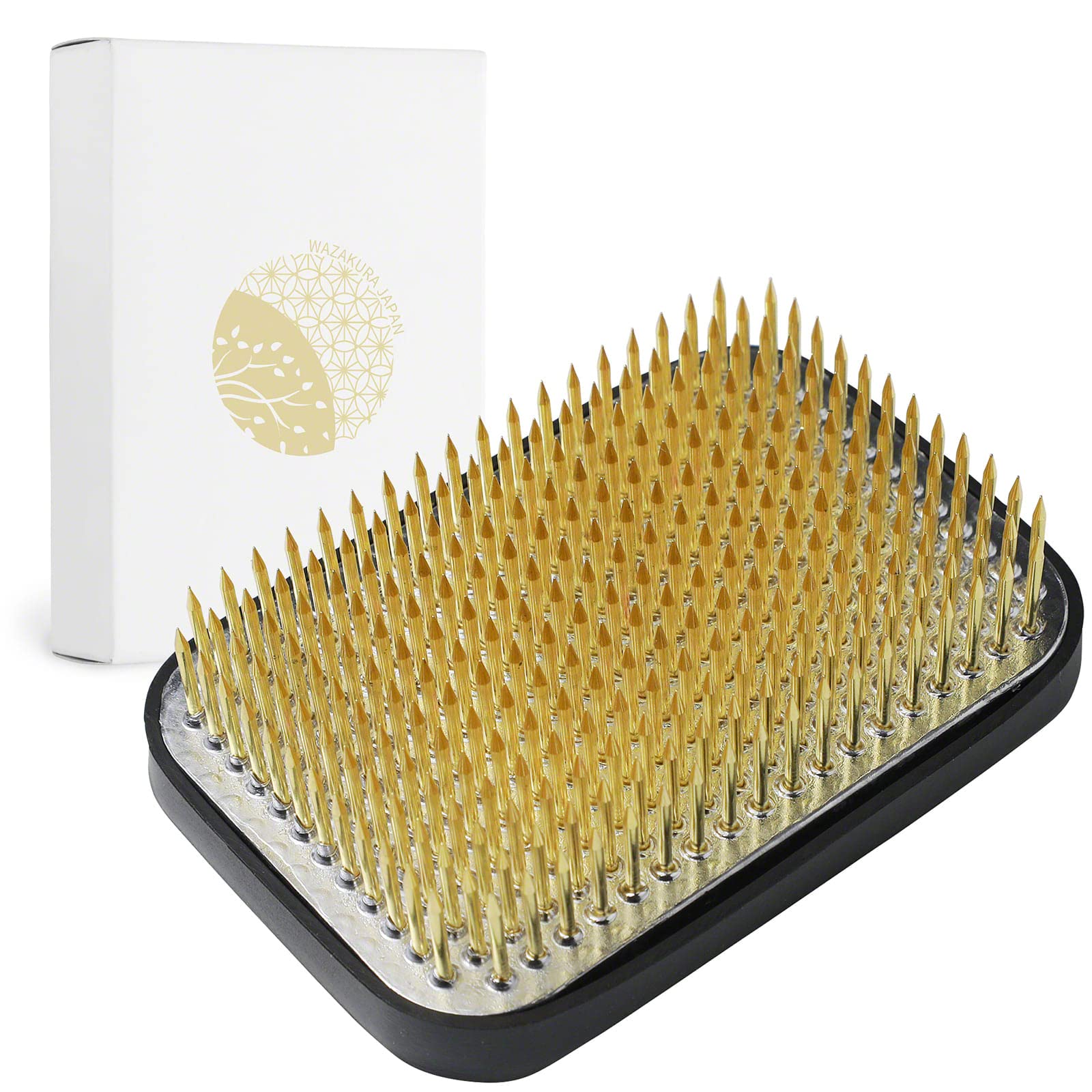 Wazakura Ikebana Kenzan Flower Holder 3.2" (83mm) Rectangular Square, Made in Japan Flower Arranging Accessories Pin Frog Tool - Rectangular Brass Kenzan 3.2" (83mm)