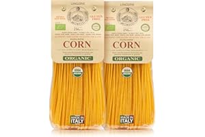 Morelli Organic Gluten Free Linguine Pasta Made With Corn - Vegan Corn Noodles, Imported Organic Pasta from Italy, Italian Gourmet Food - 8.8 oz - Pack of 2