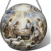 Stained Glass Suncatcher, Nativity Sun Catcher Ornament; Stained Glass Window Hanging, Christmas Ornament, Christian Home Decor; Gifts for Christmas, Christian Gift, Religious Gift