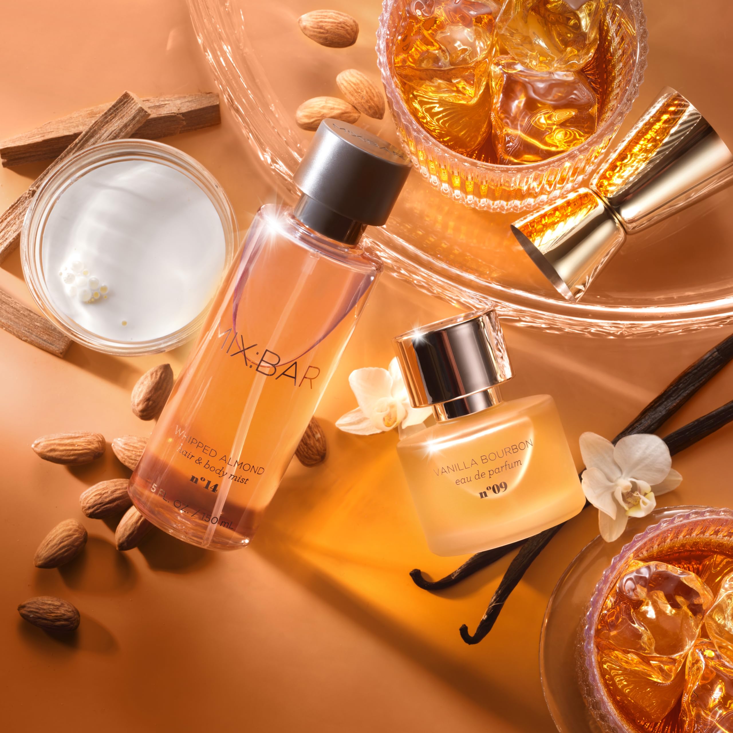 MIX:BAR Vanilla Bourbon Hair + Body Mist, Bedroom Linen Spray - Notes of Sandalwood, Vanilla Bean, Jasmine, Bergamot, 5oz