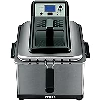 KRUPS KJ502D51 Deep Fryer, Electric Deep Fryer, Stainless Steel Triple Basket Fryer, 4.5 Liter, Silver