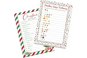COCHIE 30 Players Christmas Party Games for Adults Family Office Large Groups, Xmas Parties Songs Pictionary Game, Guesstures Game, Word Scramble Games with Answer Key (Christmas Tree)