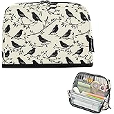 Sgojhrv Standing Pencil Case Bird Vector Pouch Big Capacity Pencil Bag with Zipper for Kids Adult Teens,Stationery Organizer Bag School College Office Desk