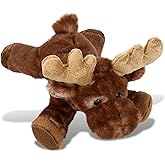 DolliBu Brown Laying Moose Plush - Soft Plush Huggable Moose Toy, Adorable Wild Life Cuddle Gifts for Kids & Adults - 9.5 Inch