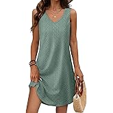 Aokosor Womens Summer Dresses 2025 Loose V Neck Sleeveless Dress Sundresses Swimsuit Coverup