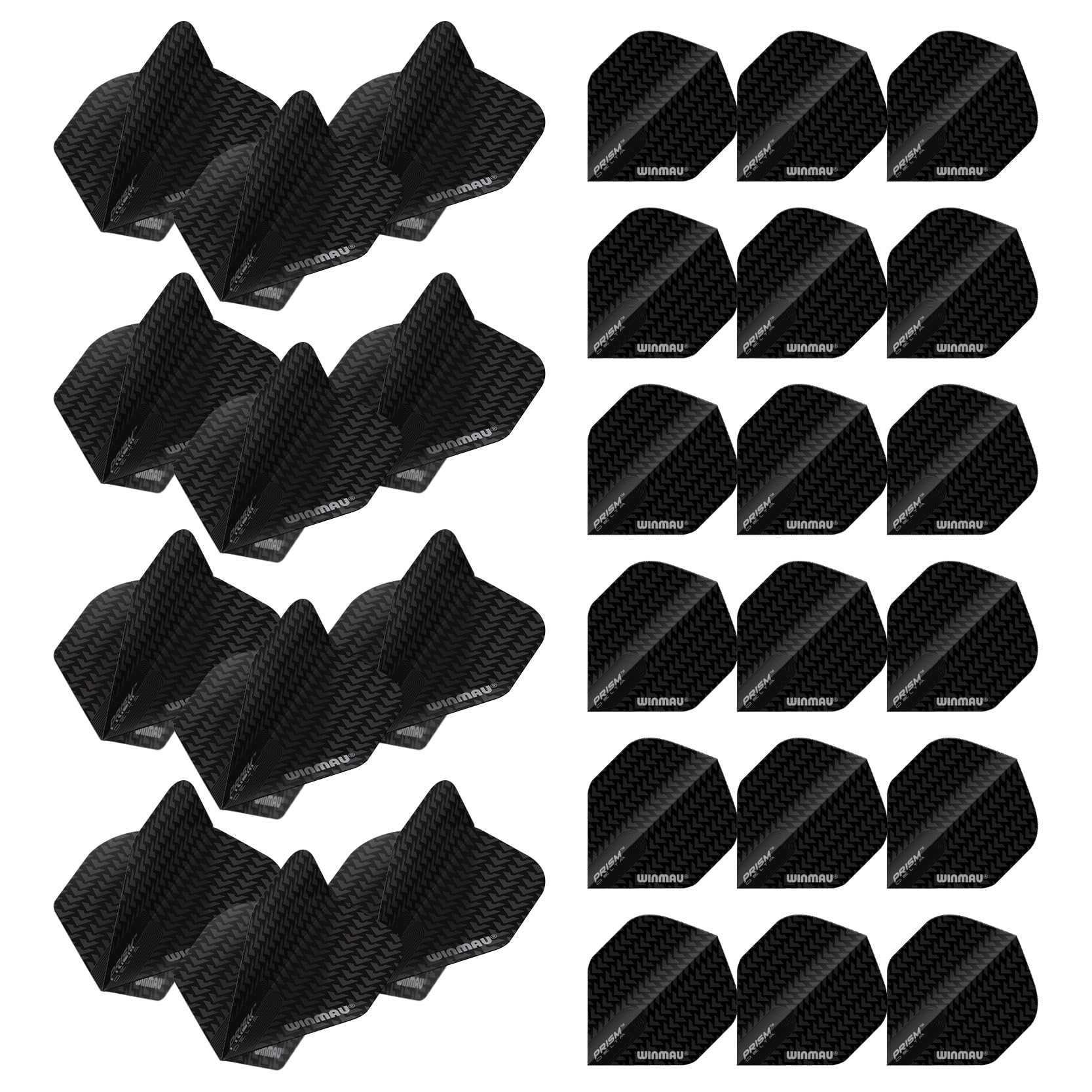 WINMAU Prism Delta Black V Design Standard Extra Thick Dart Flights - 10 sets per pack (30 dart flights in total)