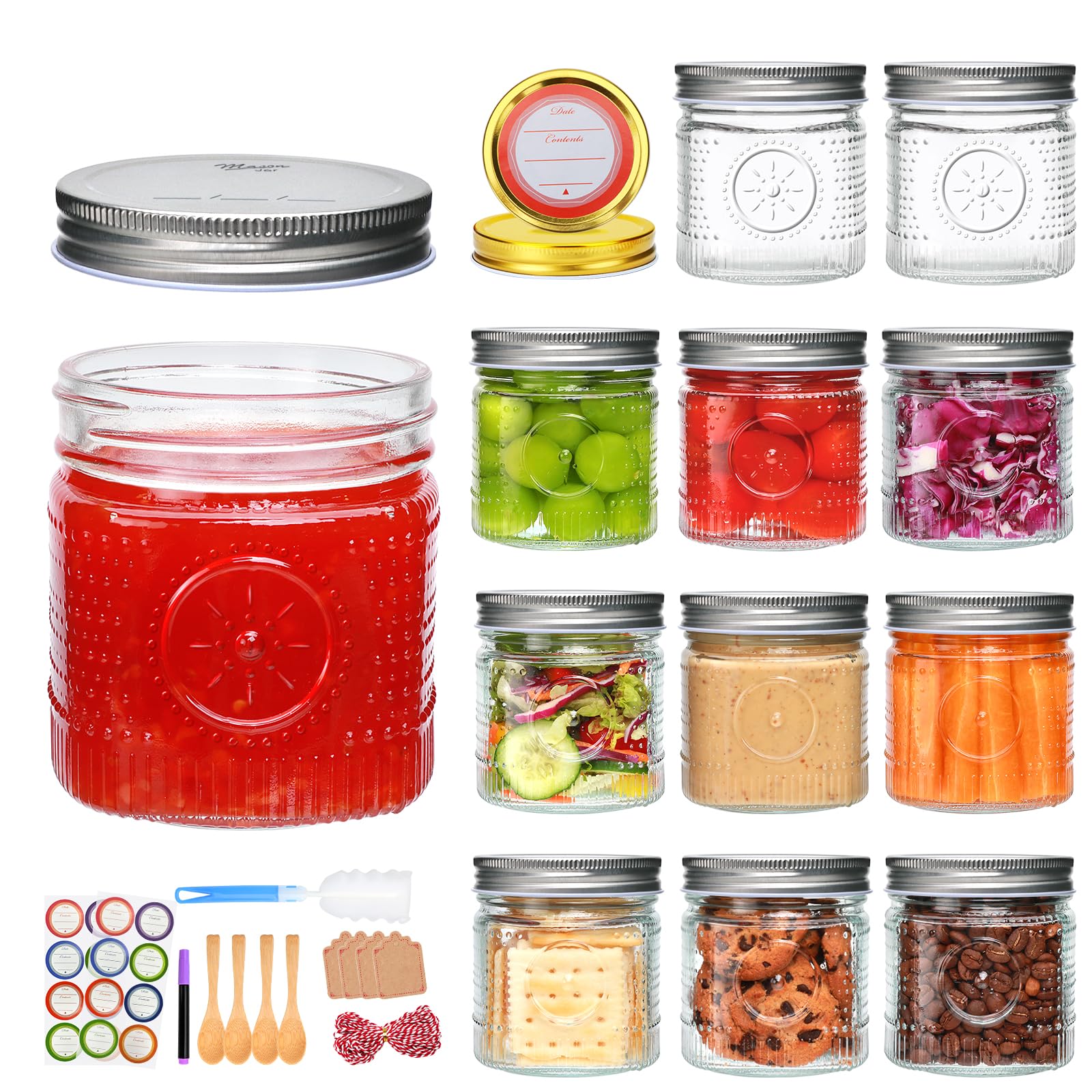 Photo 1 of Encheng 12 Pack Wide Mouth Mason Jars 16 oz with Lids, Glass Pint Canning Jars for Preserving, Pickling, Fermenting,Food Storage,DIY Crafts,Wedding,Decor