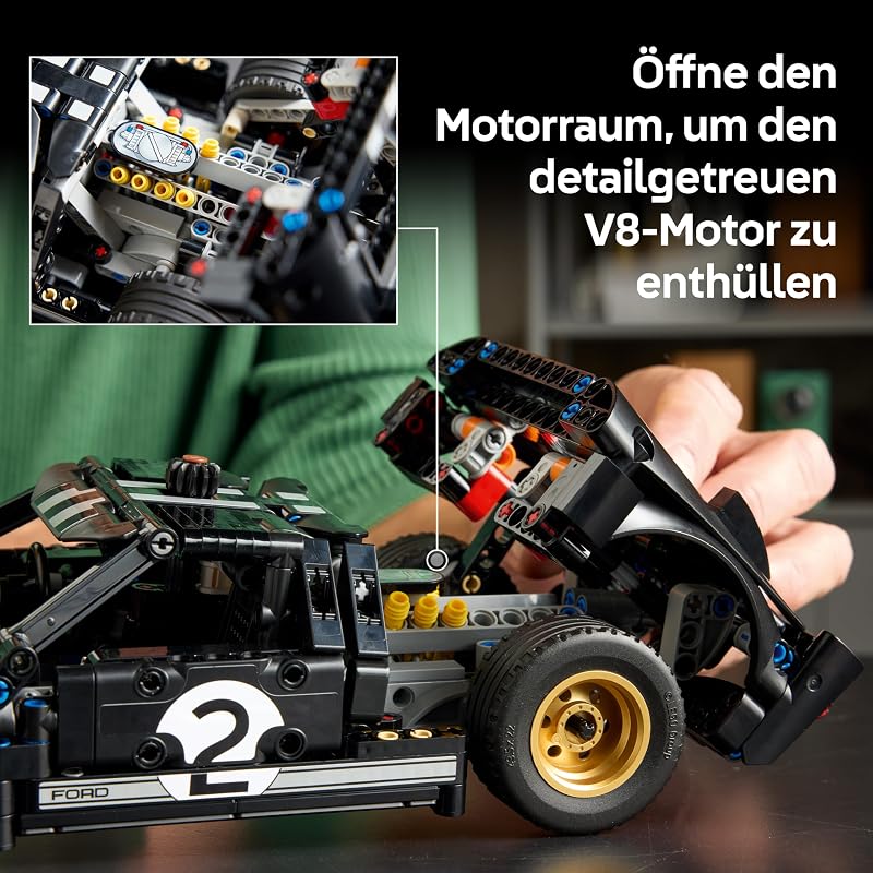 Technic 1966 Ford GT40 MKII Rennwagen - Bauset für Erwachsene - Modellauto zum Sammeln mit Lenkung und V8-Motor - Rennauto zum Ausstellen und Spielen - Geschenk für Männer und Frauen - 42223