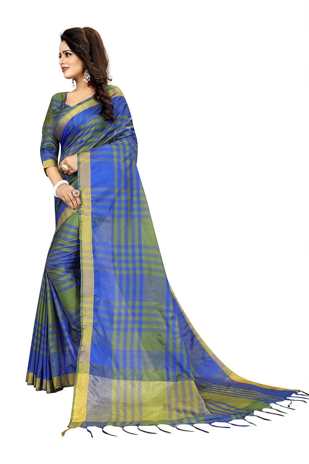 perfectblue cotton saree with blouse piece