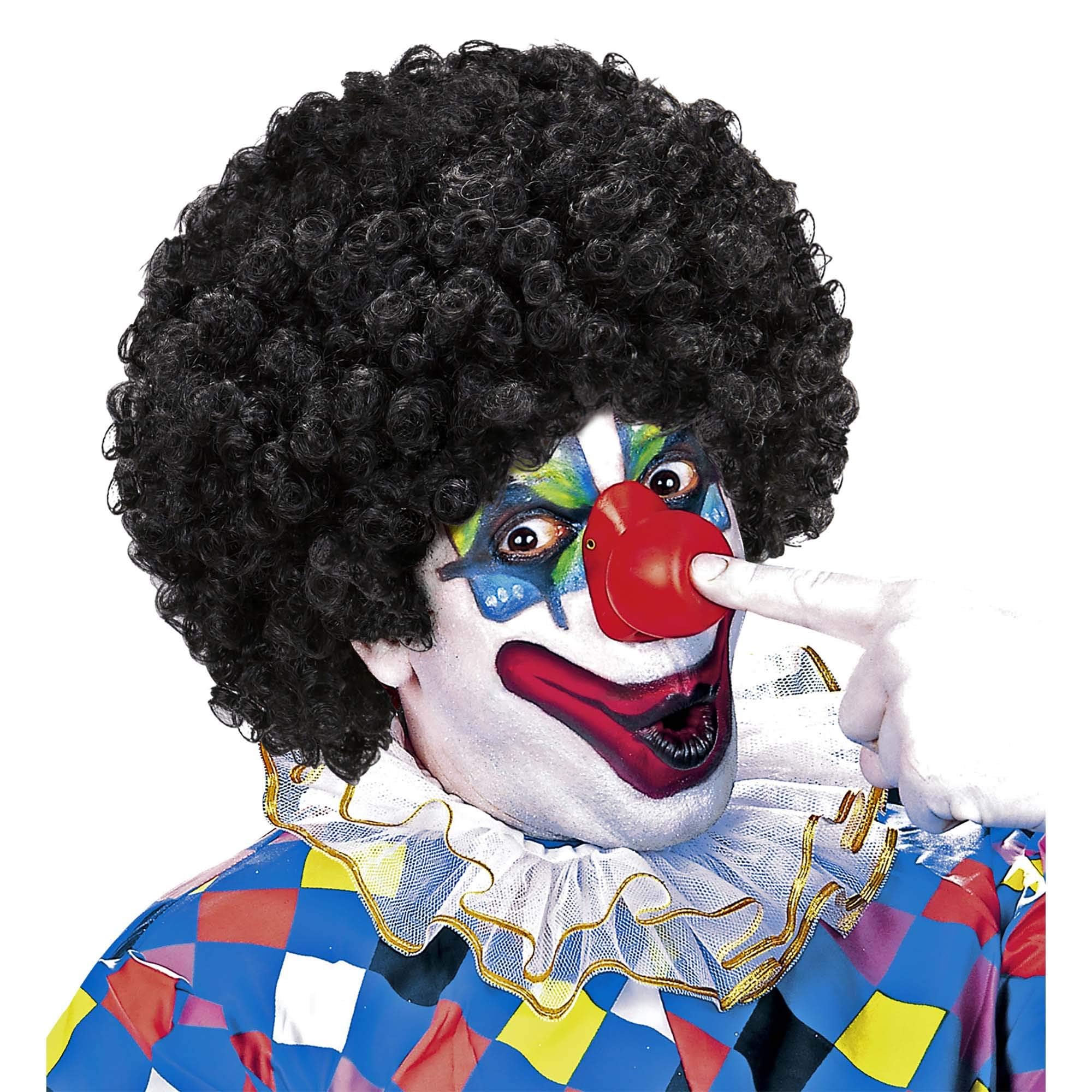 WIDMANN 60041 - Unisex Adult Clown Wig, Circus, Clown, Carnival, Theme Parties, One Size, Black Color