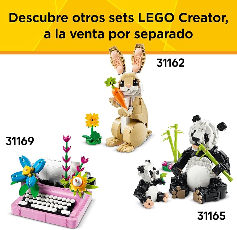 LEGO Creator 3 em 1 Gato Brincalhão Transformável em Toy Dog ou Pombo , Jogo de Animais, Figuras Articuladas, Presente de Aniversário para Meninas e Meninos 8 Anos e Mais Velhos 31163