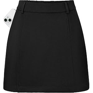 Kate Kasin Women Suede Mini Skirt with Shorts High Waist Skort with Pockets | A Line Fall Winter Skirt 2026, Belt Loops, Elas