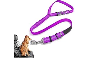 BEST DOG SUPPLIES FOR THE LOVE OF DOGS Best Dog Supplies Dog Safety Car Seat Belt - Elastic Nylon Vehicle Seatbelt Plus Durable Tangle-Free Headrest Harness - Perfect for Pet Safety – Purple