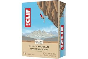 CLIF BAR - White Chocolate Macadamia Nut Flavor - Made with Organic Oats - Non-GMO - Plant Based - Energy Bars - 2.4 oz. (12 Pack)