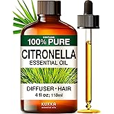 KUKKA Citronella Essential Oils - 4 Fl Oz - for Hair, Skin, Diffuser, Aromatherapy & DIY Soap Making Scent