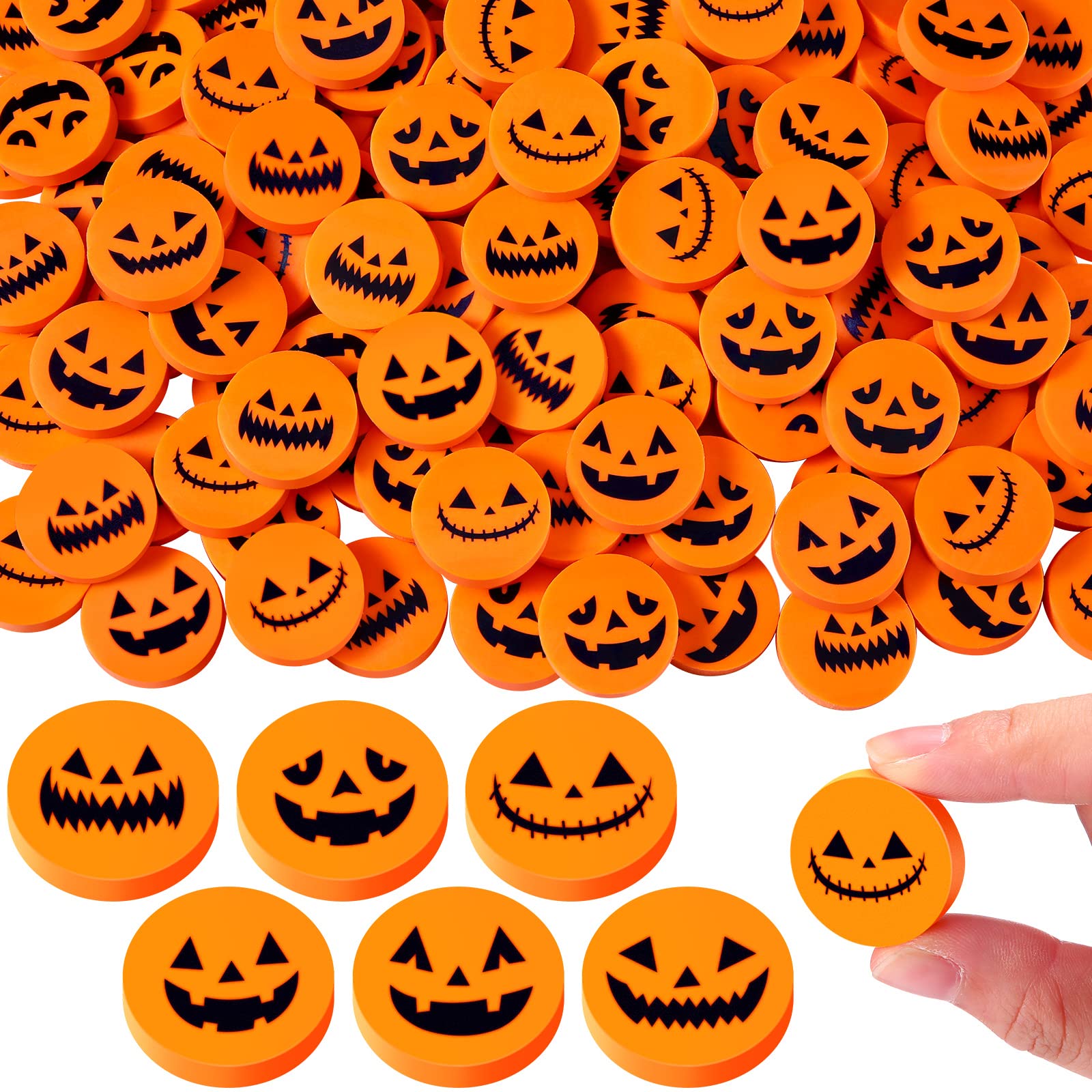 Photo 1 of 114 Pack Pumpkin Eraser Bulk Fall Mini Small Erasers Pencil Erasers Halloween Supplies Party Favors Novelty Party Eraser Rewards Halloween Gifts Goodie Bag Stuffers