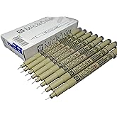 Sakura Pigma Micron pen 01 Blue ink marker felt tip pen, Archival pigment ink pens for artist, zentangle, technical drawing pens - 8 pack of Micron 01 Blue