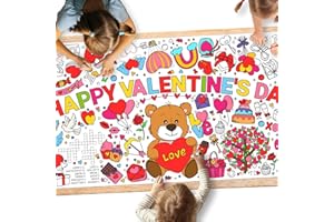 GATHERFUN Valentine's Day Activity Poster - 31.5 x 72 Inches,Valentine's Day -Themed Happy Valentine's Day Party, Versatile Paper Coloring Banner/Table Cover for School Parties and Special Events Decoration