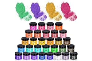 Mica Powder for Epoxy Resin Dye, 30 Color Pigment Powder for Soap Bath Bombs Candle Making Colorant, Cosmetic Pearl Powder fo