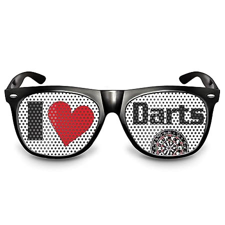 COOLEARTIKEL Dart-Brille Party-Brille Spaß-Brille mit Motiv I love Darts, bedruckte Sonnenbrille für Dart Fans