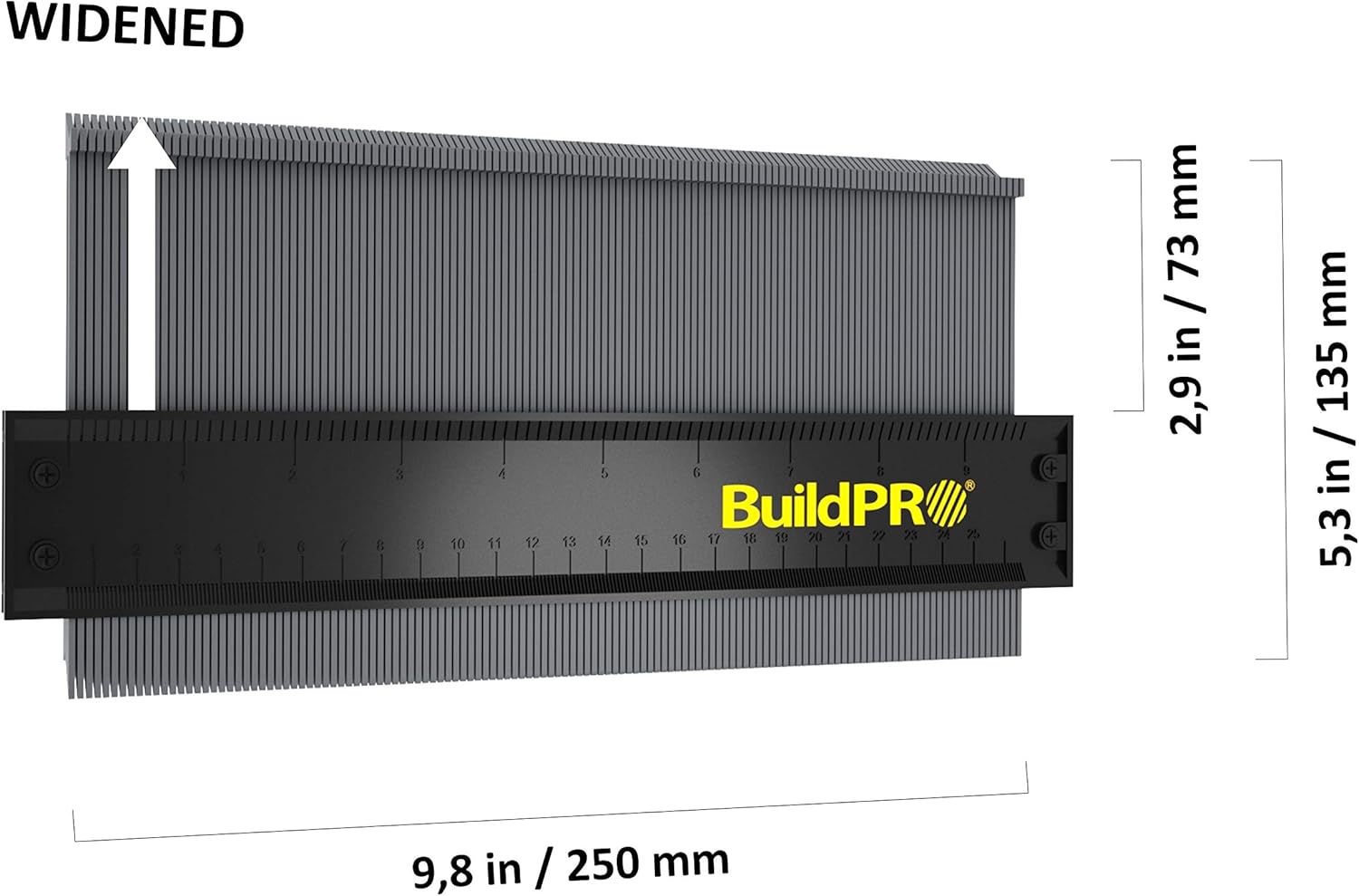 BuildPRO Contour Gauge 10” with Metal Lock, Precise Profile Duplicator Tool for Flooring Woodworking, Tile & Carpet - Image 4