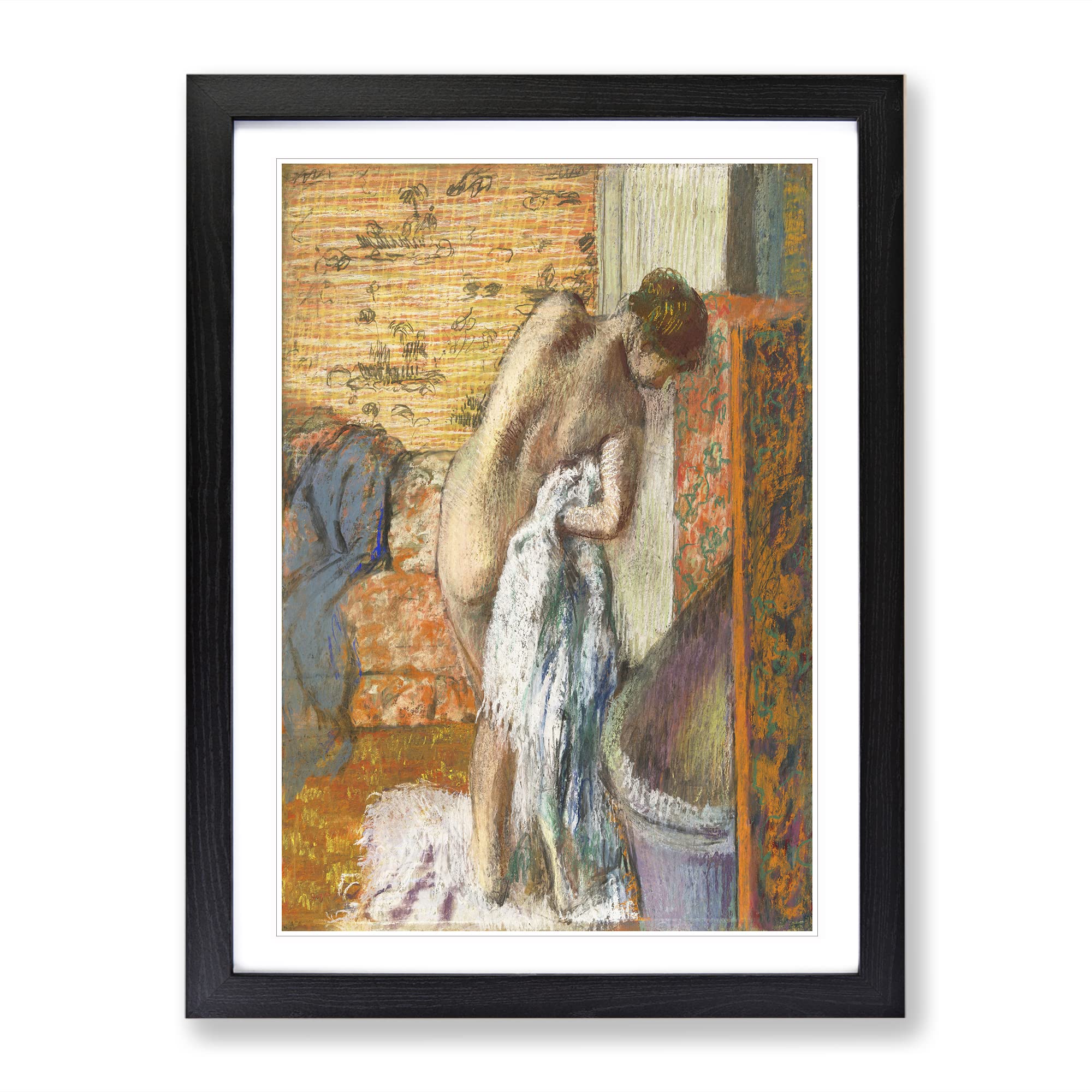 Nude Woman Vol.3 By Edgar Degas Classic Painting Framed Wall Art Print, Ready to Hang Picture for Living Room Bedroom Home Office Décor, Black A3 (34 x 46 cm)