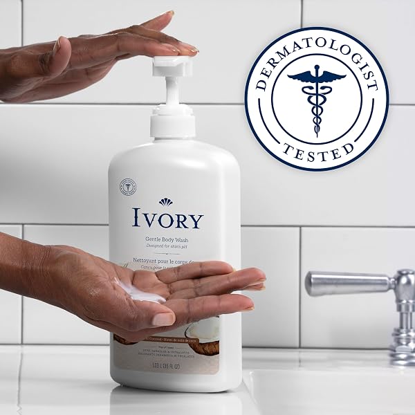 IVORY BODY WASH, DESIGNED FOR THE WHOLE FAMILY, GENTLE FORMULA, FREE OF DYES HEAVY PERFUMES PARABENS PHTHALATES & SILICONES, COCONUT SCENT, 35 OZ