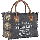 Myra Bag Sel De Mer Canvas Purses for Women - Canvas Tote Bag with Leather Strap, French Inspired Fabric Handbags for Women