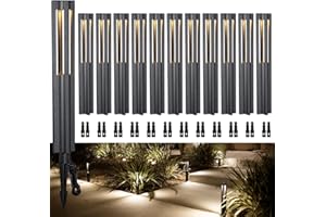 LEONLITE 12-Pack Low Voltage Path Lights, 3W LED Landscape Pathway Lights, Outdoor Landscape Lighting for Driveway, Garden, Aluminum, 12-24V AC/DC, ETL Listed, IP65 Waterproof, 3000K Warm White, Black