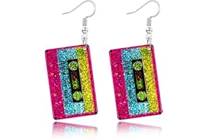 RONGLRY 80s 90s Earrings for Women Colorful Lightning Acrylic Drop Earrings Neon Earrings Bulk for 80's 90's Outfit Glow Party Halloween 80s Accessories Jewelry