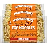 Manischewitz Traditional Extra Wide Egg Noodles 12oz (3 Pack), Homestyle Taste &amp; Texture, Premium Enriched, Low Sodium, No Preservatives