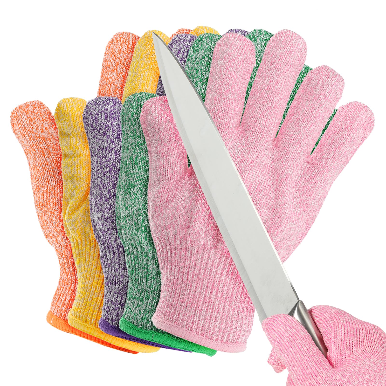 PATIKIL Cut Resistant Gloves, 5 Pair Level 5 Protection Anti Cutting Gloves Cut Proof Gloves for Kitchen Wood Carving Working, Extra Large, Multicolor