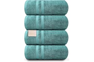 ORGANIX - SUSTAINABLE HEALTH SUPPLIES Organix Oversized 4 Piece Soft Bath Sheets Towels 550 GSM Cotton Bath Towels Extra Large 35"x70", Highly Absorbent & Quick Dry, Super Soft Hotel Quality Extra Large Bath Towels, Daily Use (Teal)