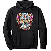 Colorful Mexican Skull Patterns Flowers Halloween Catrina Pullover Hoodie