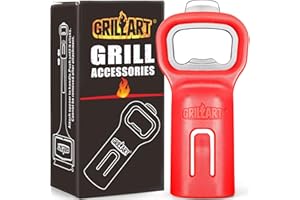 GRILLART Grill Brush Bristle Free, BBQ Accessory Bottle Opener, Heavy-Duty Mounts to Grill Brush Handle for Convenient Opening While Grilling – Ideal for BBQ Enthusiasts (Opener Only), Red