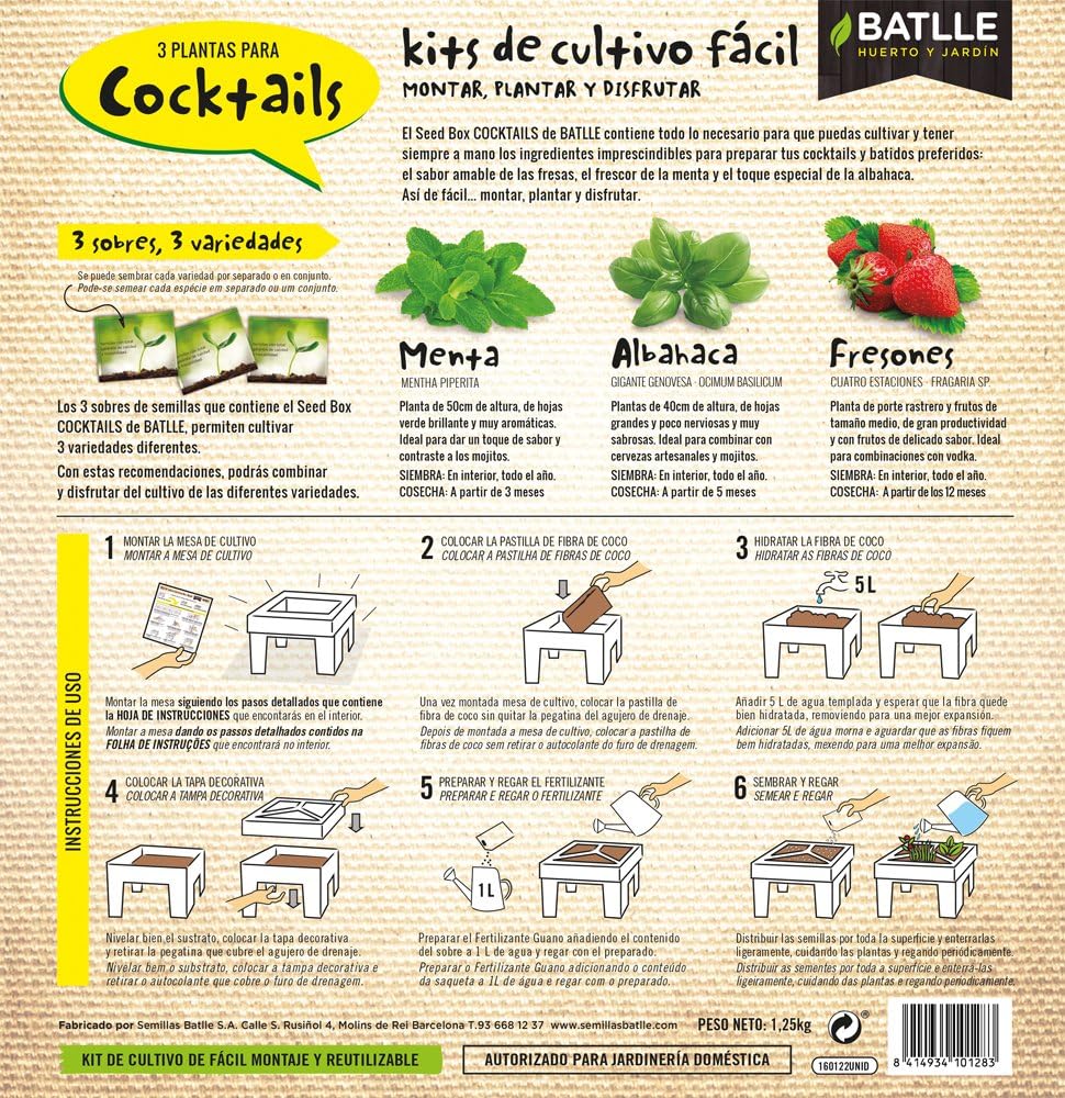 Huerto Urbano - Seed Box Cocktails - Batlle: Amazon.es: Jardín