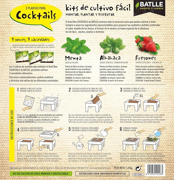 Huerto Urbano - Seed Box Cocktails - Batlle: Amazon.es: Jardín