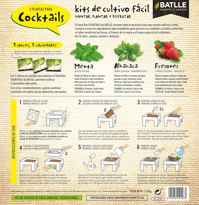 Huerto Urbano - Seed Box Cocktails - Batlle: Amazon.es: Jardín