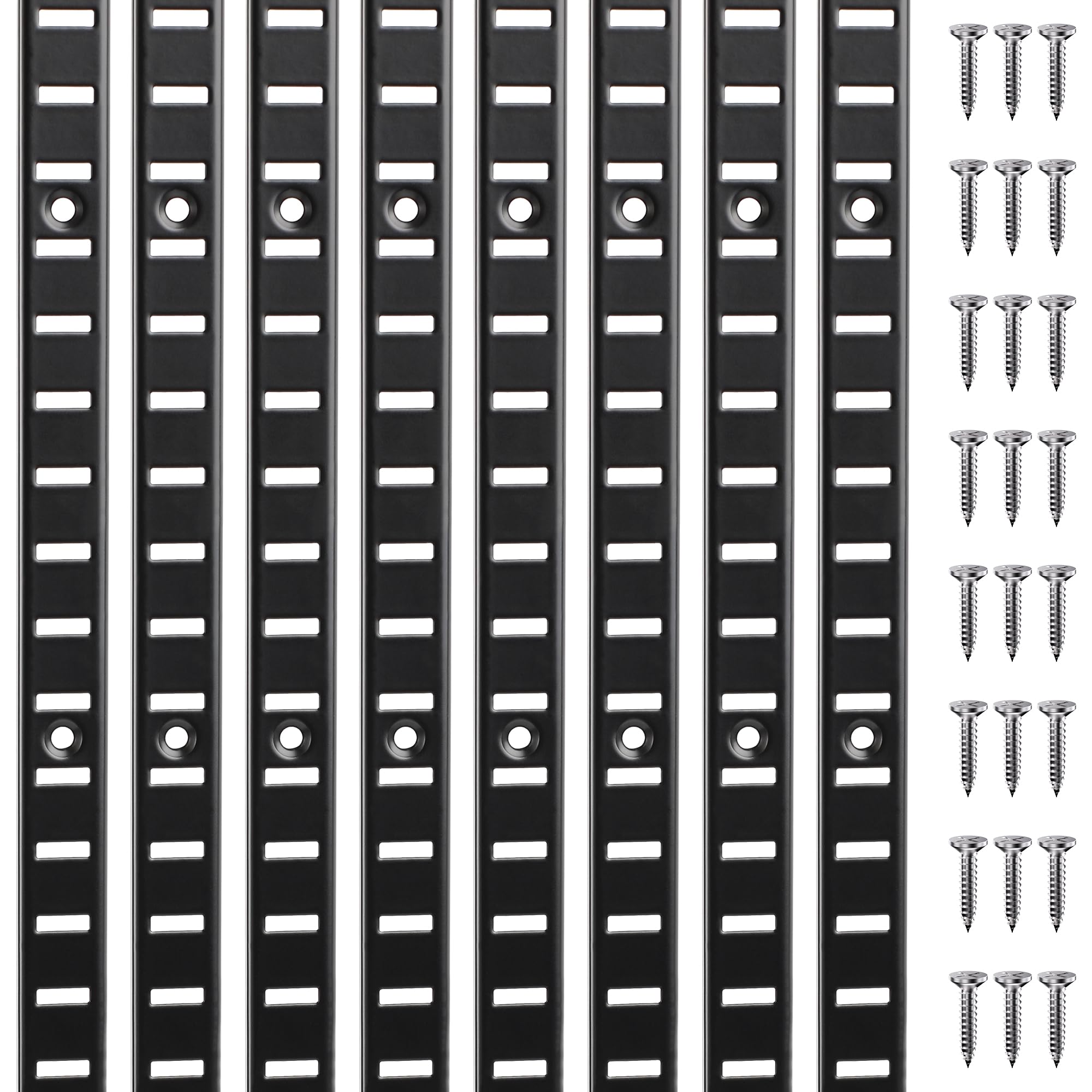 Photo 1 of Aothotop AP Black 8 Pcs 36 Inch Shelf Track Adjustable Shelf Track System Metal Pilaster Strip Shelf Standards