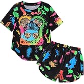 KANGKANG Girls Clothes Tie Dye Short Sleeve Tops + Shorts Kids Summer T-shirt Outfit 3-12T