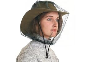 Premium Mosquito Head Net with Drawstring - Extra Fine Mesh & Breathable Design for Camping, Hiking, Fishing | Adjustable Fac