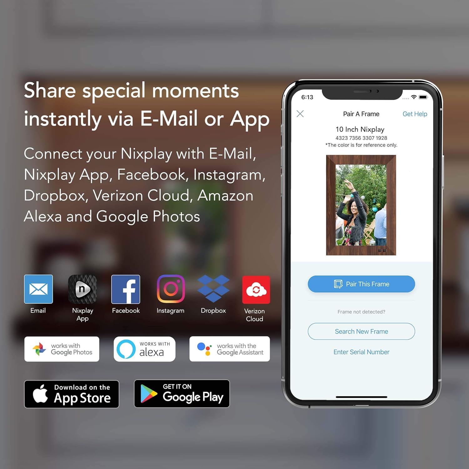 Nixplay Smart Digital Picture Frame 10.1 Inch, Share Moments Instantly via E-Mail or App : Camera & Photo