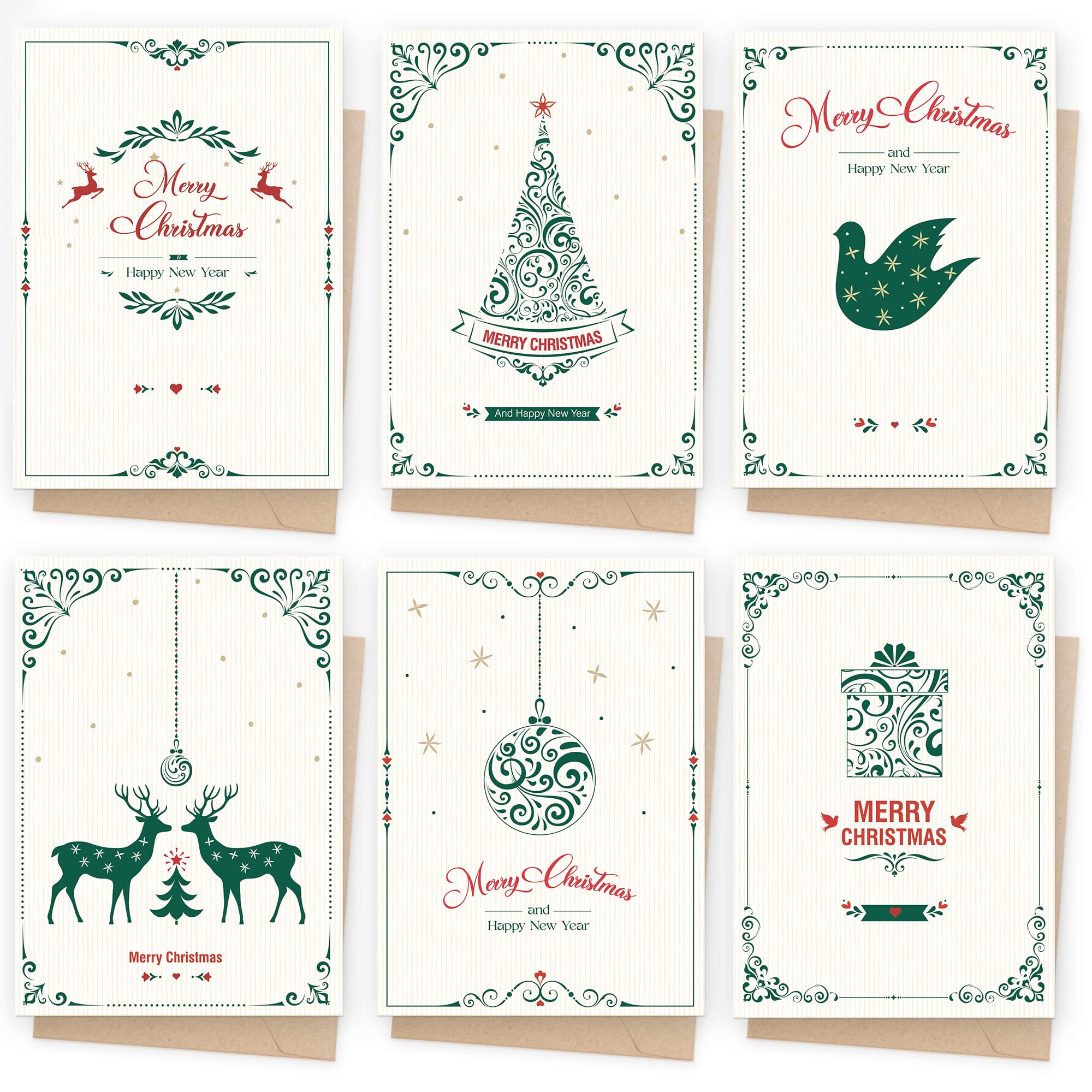 Christmas Cards Pack of 36, Box vintage Christmas Cards Multipack 2025, Xmas Cardssale clearance, A6 Family Cards Set with Envelopes（105 x 148 mm）