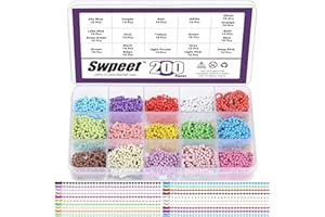 Swpeet 200Pcs 20 Colors Ball Bead Chain with Connector Assortment Kit, Metal Bead Chain Keychain Bulk, Metal Hanging Chains N