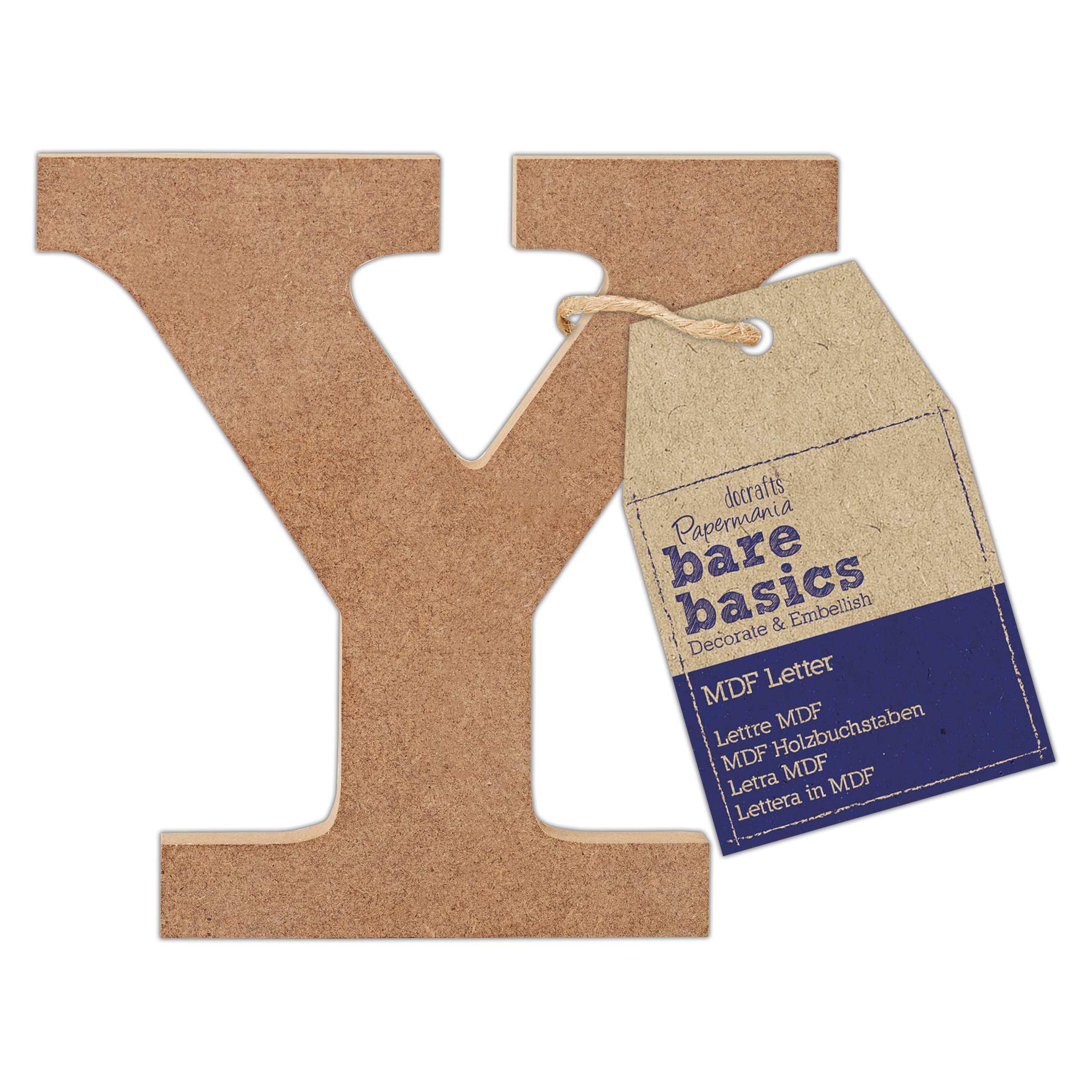 Papermania Bare Basics MDF Letter 1 Piece Y, Art, Craft, Alphabet Sign, Name Plaque, Make Them Personalised, Decorate with Paint, Glitter, Stencil, Vinyl, Small Plaque for Home Decor